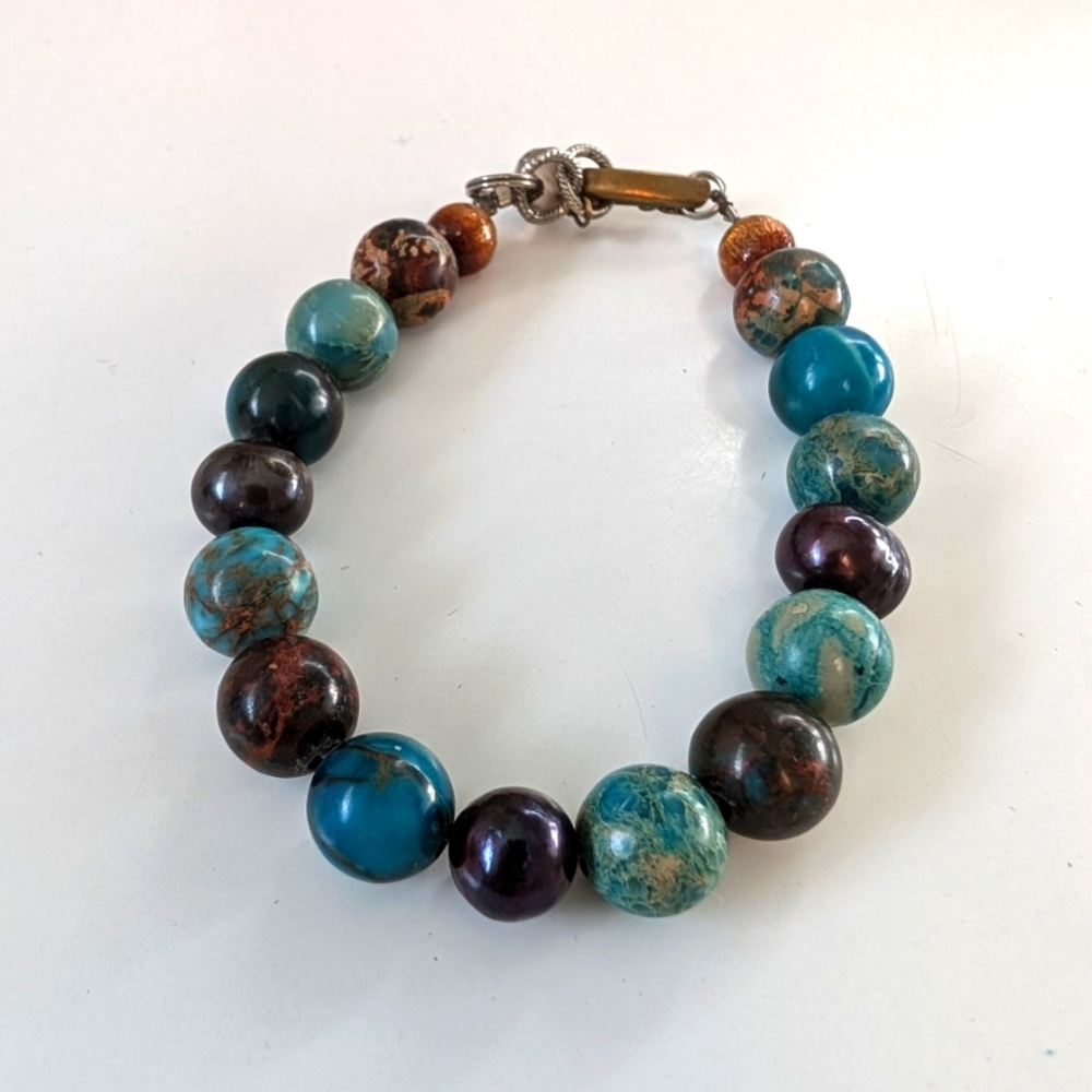 Mixed ocean jasper gemstone bracelet